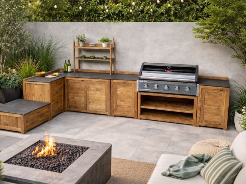 Bari Teak Outdoor Kitchen Set 6