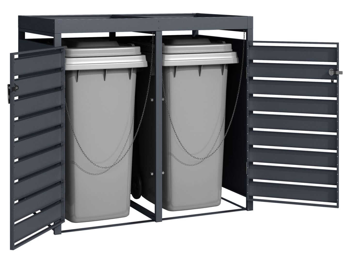 Wood Effect Galvanised Steel Wheelie Bin Storage Quad | Planter Log Store