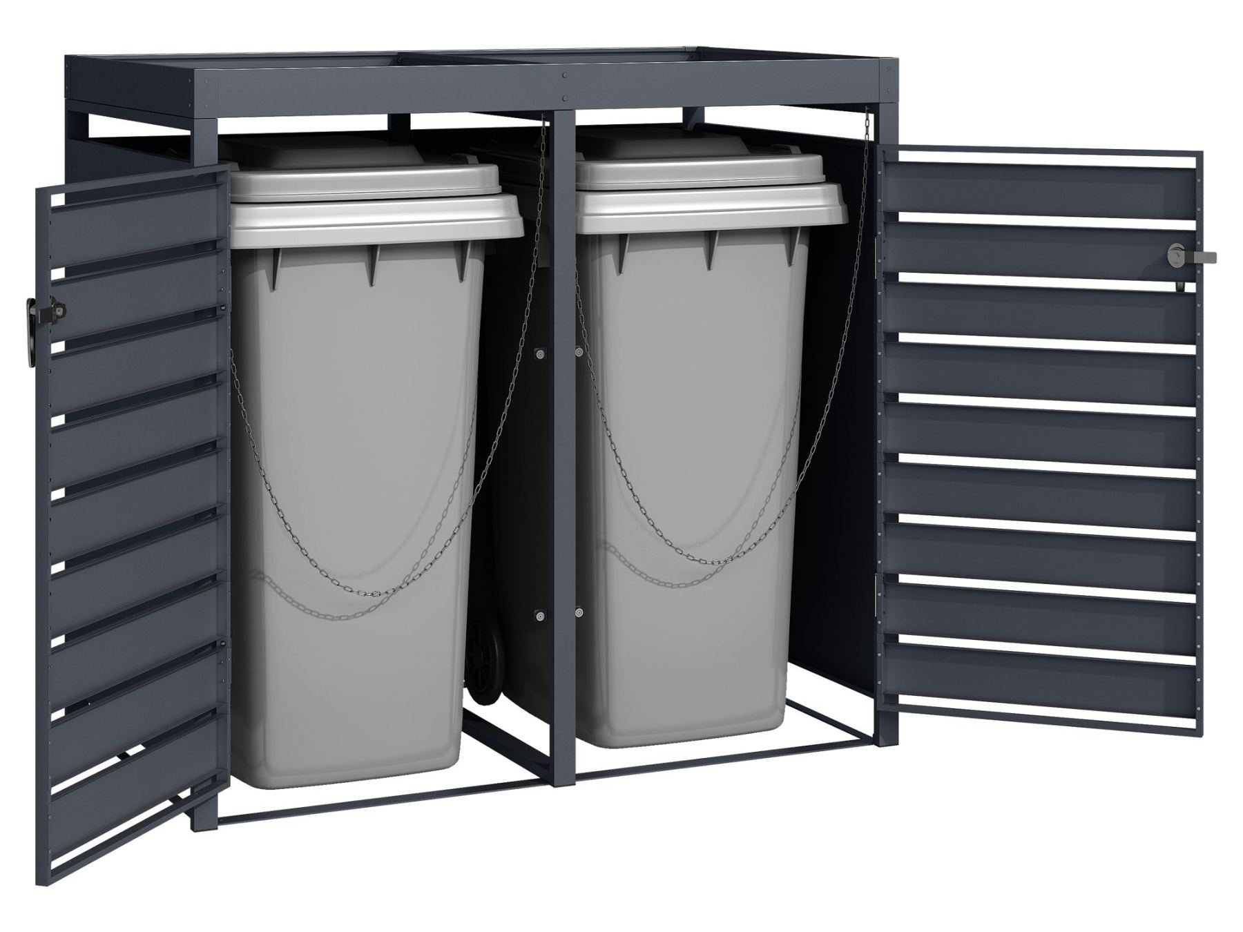 Wood Effect Galvanised Steel Wheelie Bin Storage Quad | Planter Log Store
