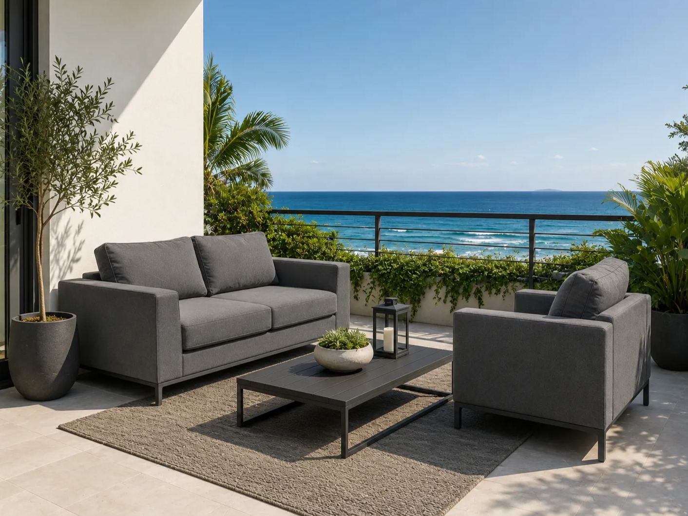 Sicilie Lounge Two Seater Sofa | Anthracite Frame 