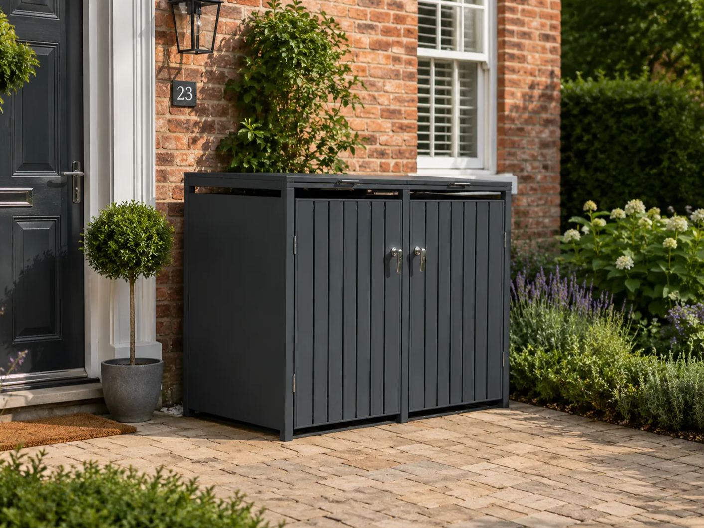 Anthracite Galvanized Steel Wheelie Bin Cover | Double 