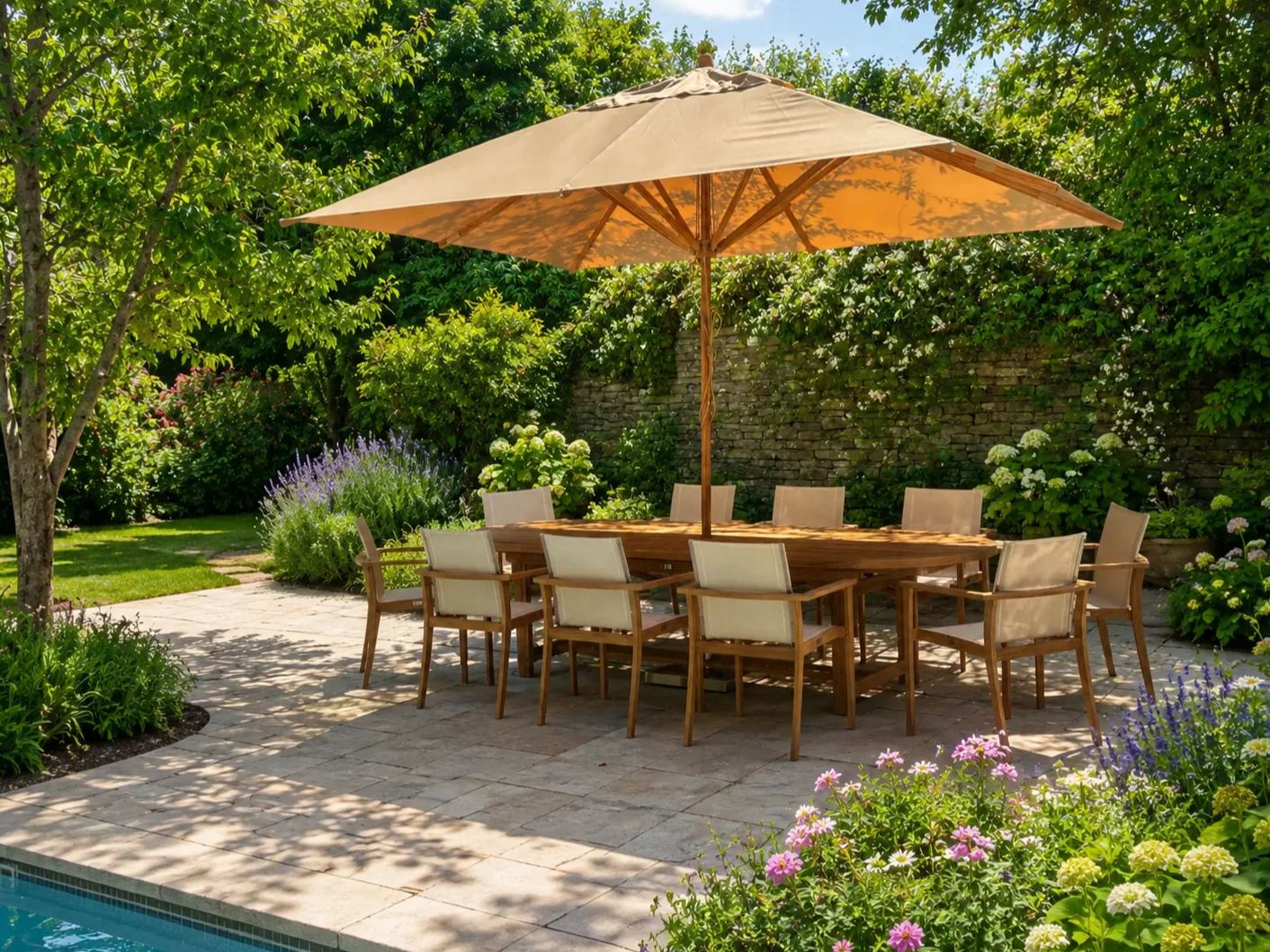 Bamboo 3.5m X 2.5m Rec Parasol Beige 