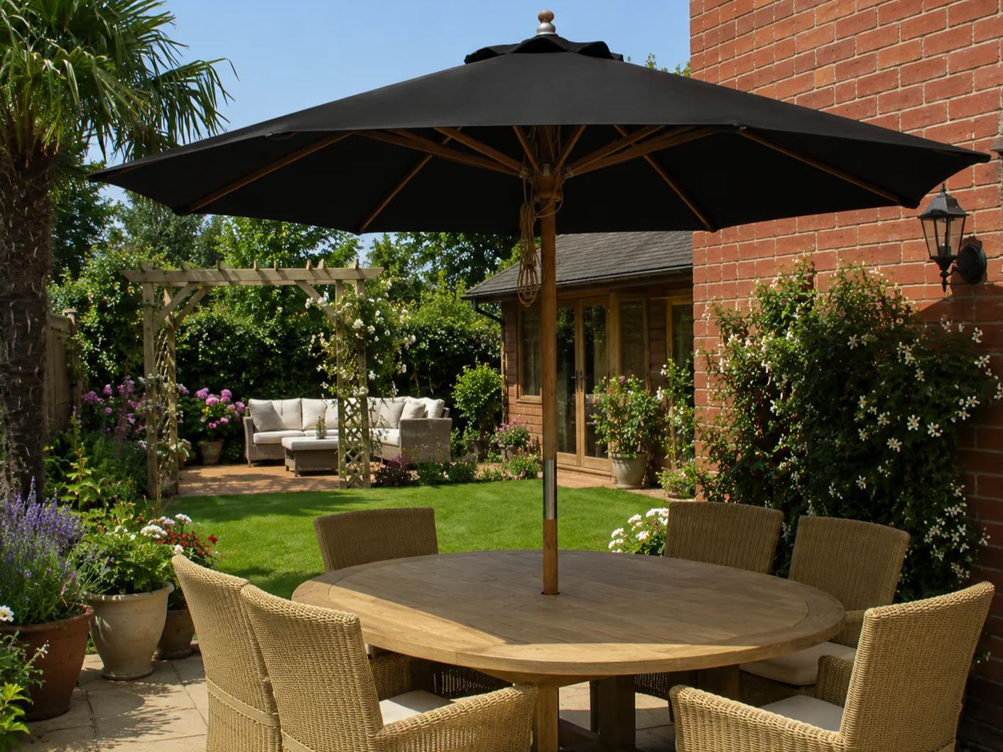 Diamond Teak Parasol | 2.5m Diameter