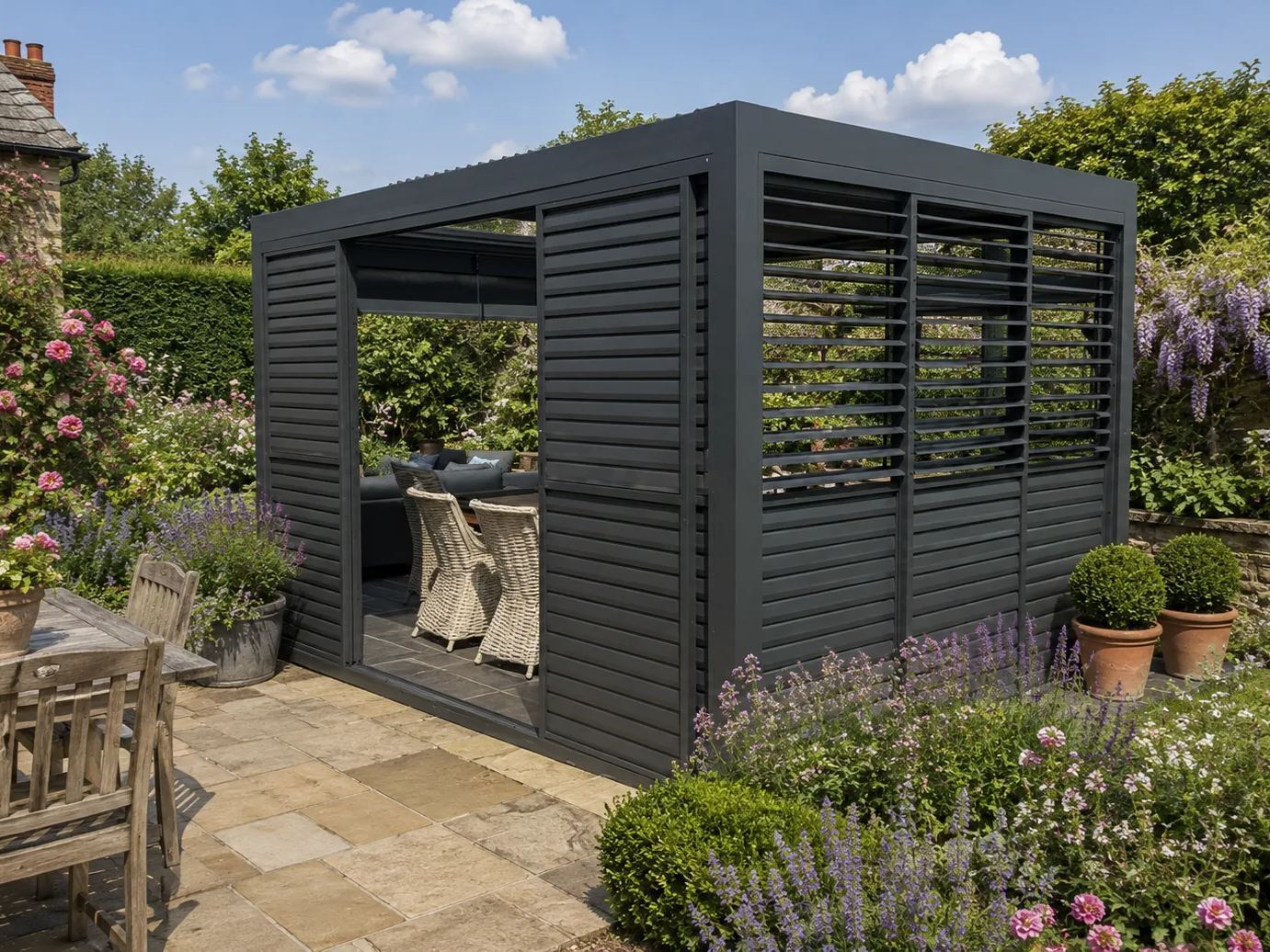 Neptune 4 x 3m LED Retractable Roof Gazebo 
