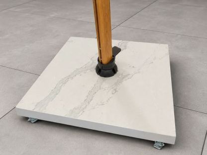 90kg White Sintered Stone Base with Wheels | Cantilever Parasols
