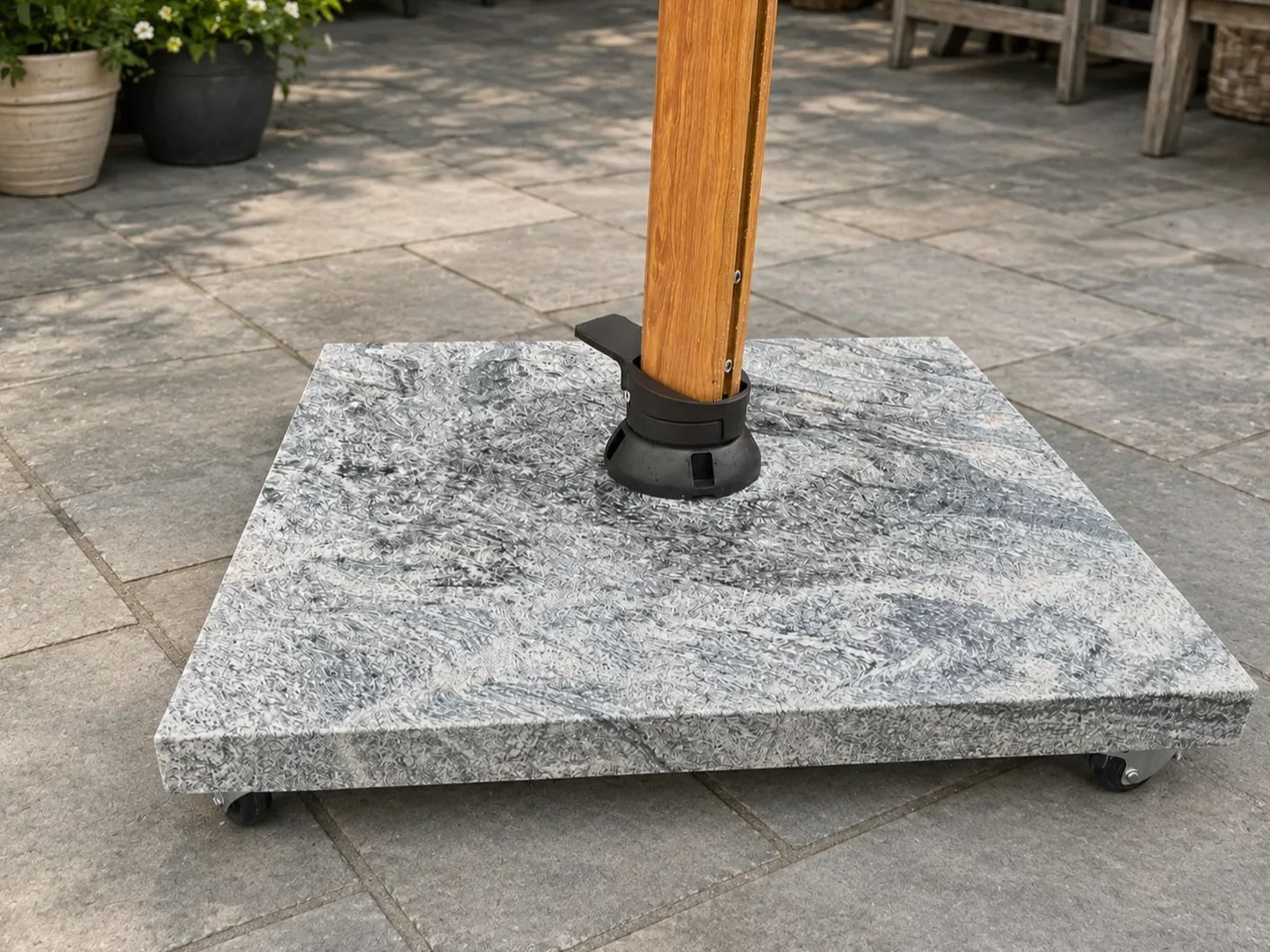 Cloud Grey Granite Base with Wheels | Cantilever Parasols