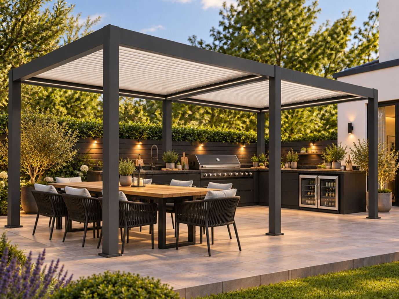 Eclipse 6 X 4m LED Motorised Pergola | Free Standing