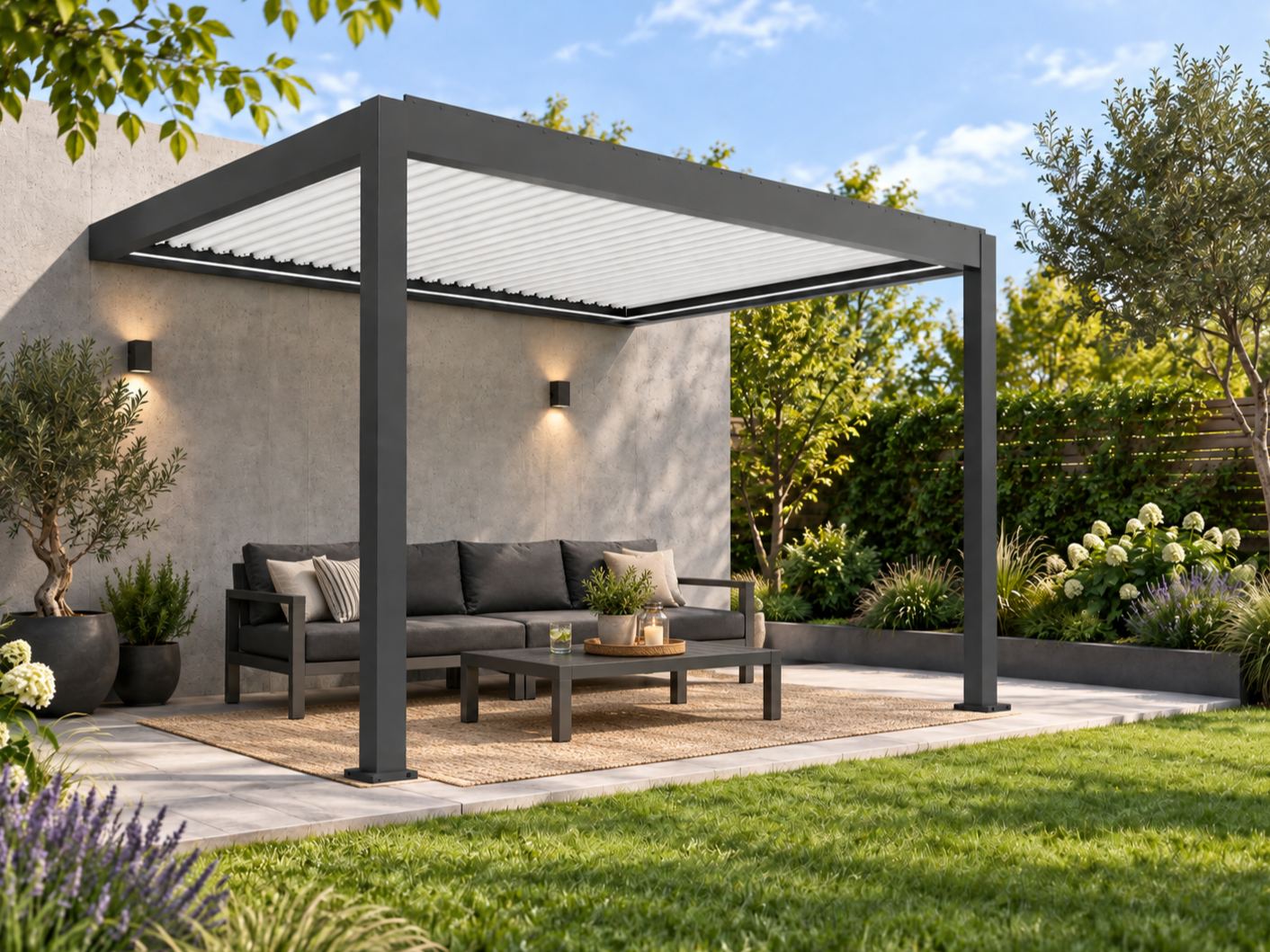Eclipse 3.6 X 3m LED Motorised Pergola | Wall Mounted