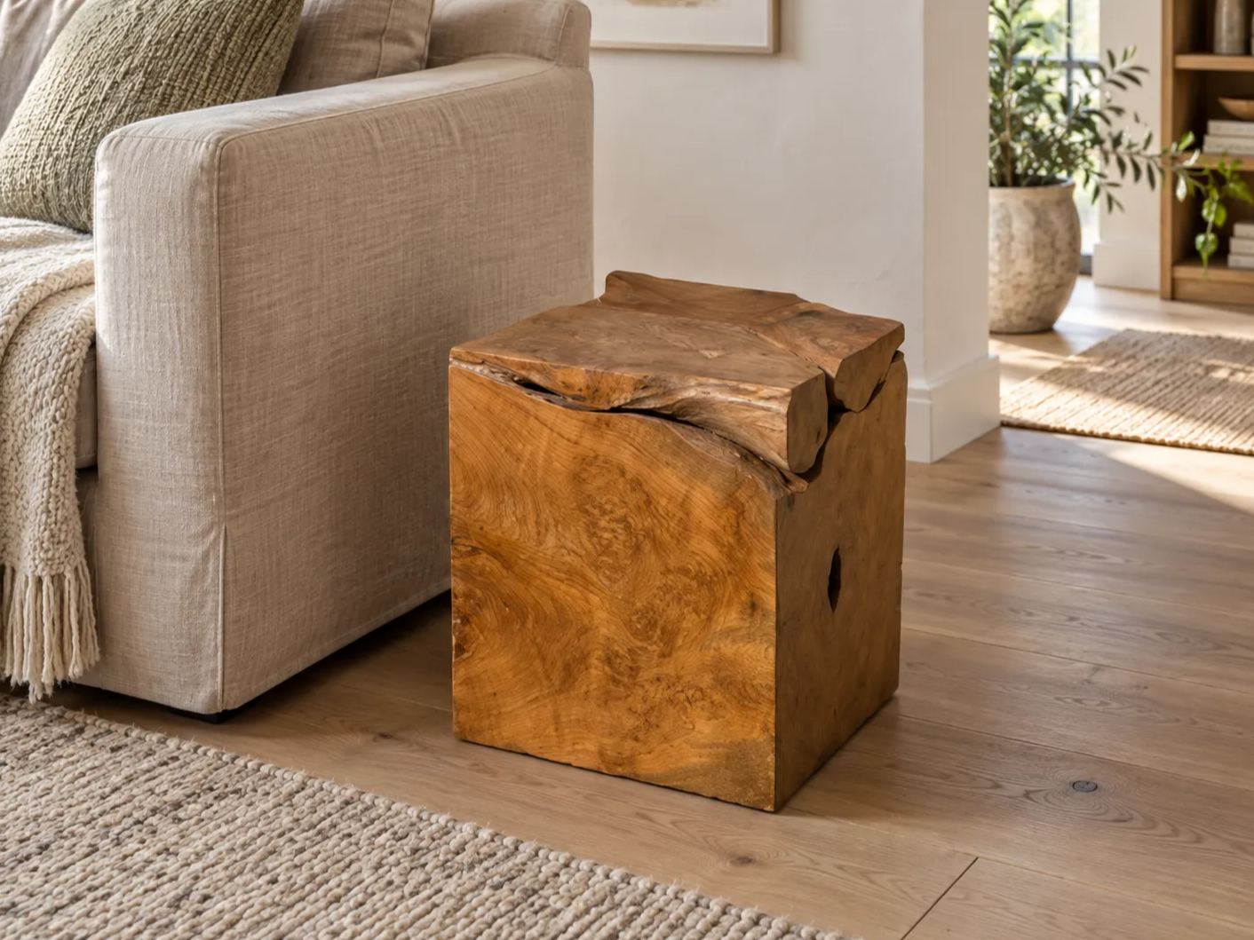 Naga Reclaimed Teak Root Square Stool 