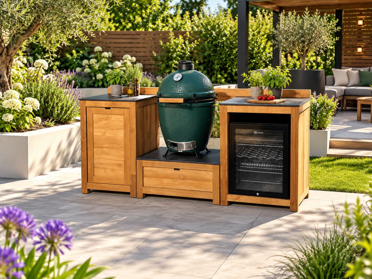 Bari Teak Outdoor Low Table Kitchen Set