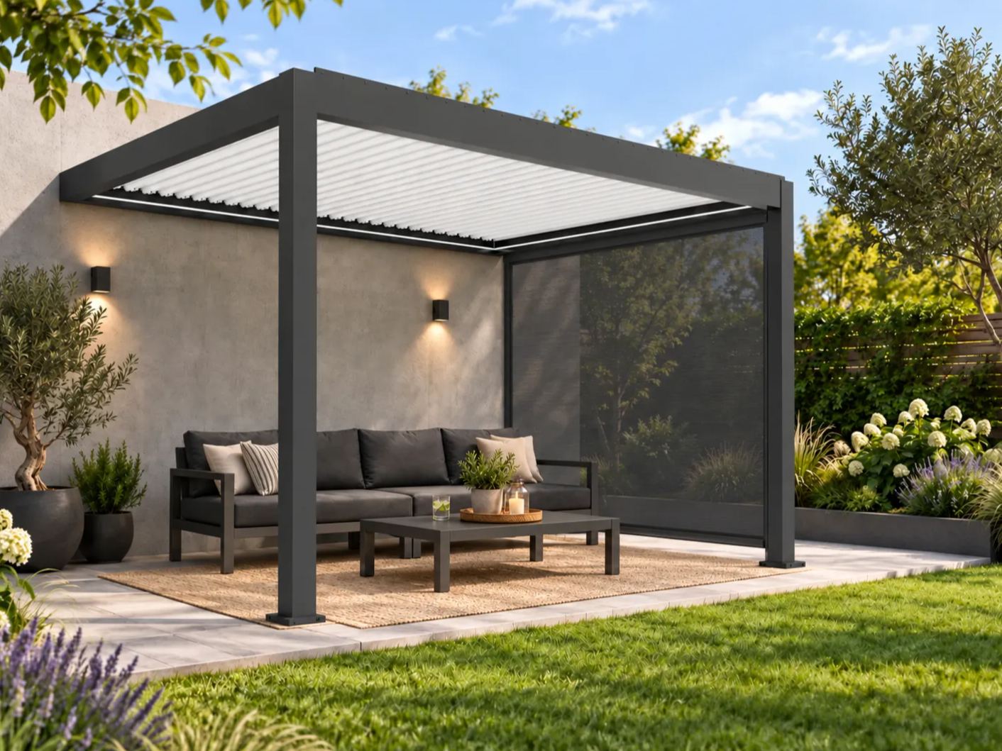 Eclipse 3.6 X 3m LED Motorised Pergola | Wall Mounted