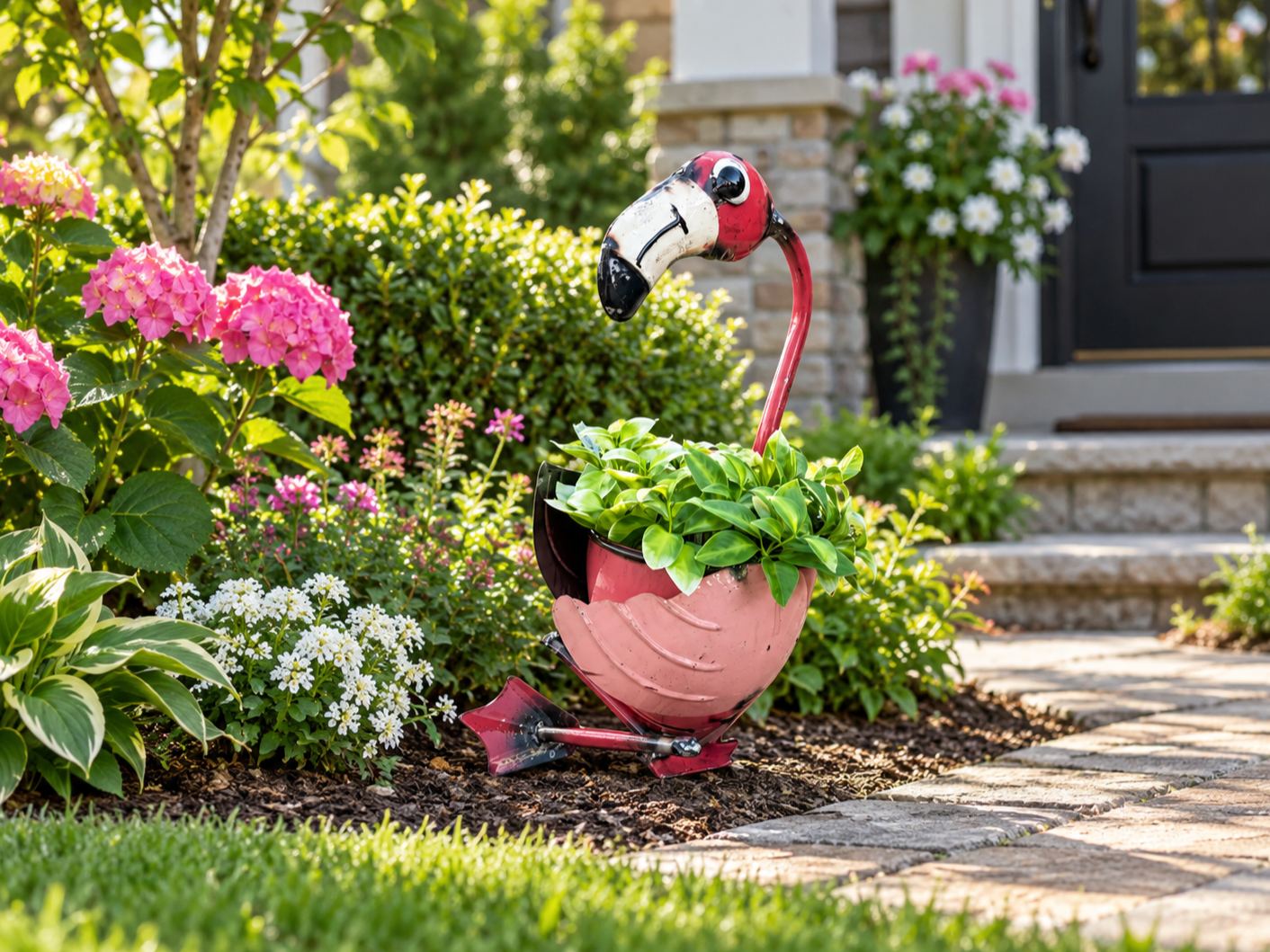 Flamingo Planter with Crossed Legs 