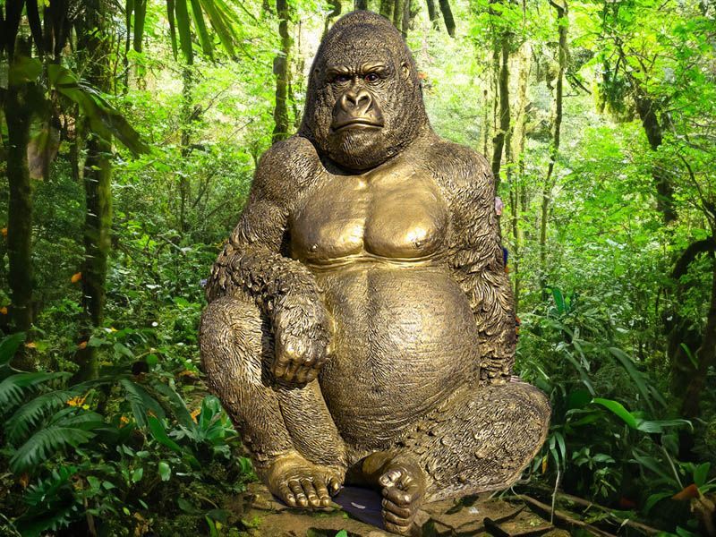 Gorilla Ornament | Gold-Garden Furniture Centre-MidInstock,instock,MidRange,Ornaments,Animal Garden Ornaments,Black Friday Month-{collection_title}