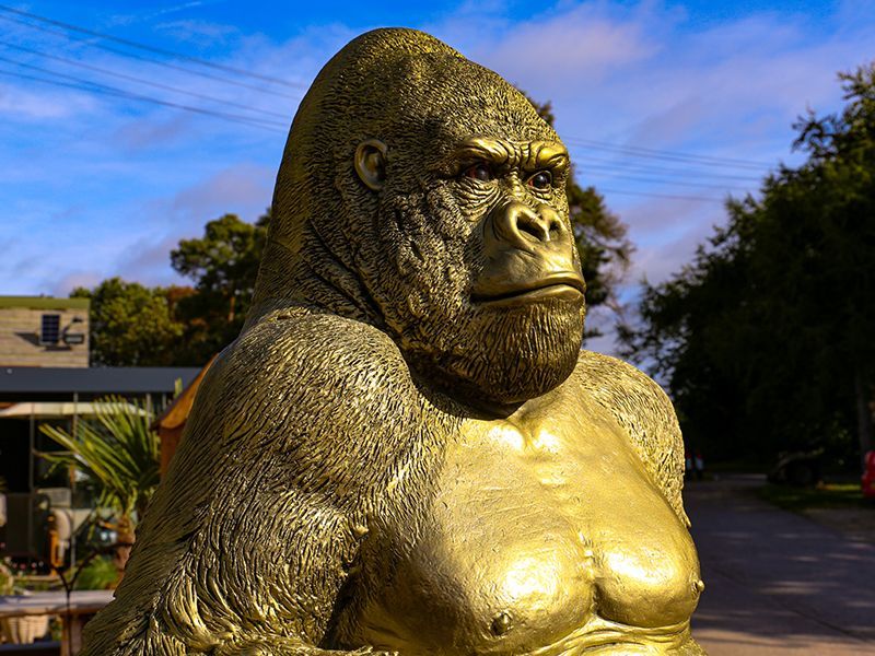Gorilla Ornament | Gold-Garden Furniture Centre-MidInstock,instock,MidRange,Ornaments,Animal Garden Ornaments,Black Friday Month-{collection_title}