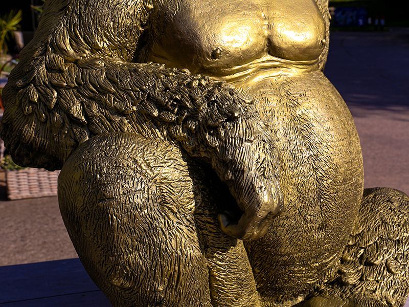 Gorilla Ornament | Gold-Garden Furniture Centre-MidInstock,instock,MidRange,Ornaments,Animal Garden Ornaments,Black Friday Month-{collection_title}