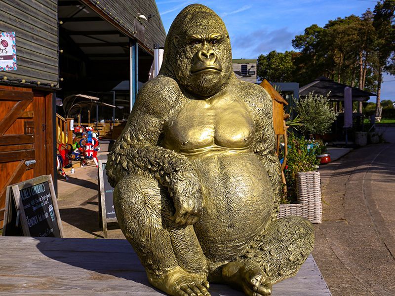 Gorilla Ornament | Gold-Garden Furniture Centre-MidInstock,instock,MidRange,Ornaments,Animal Garden Ornaments,Black Friday Month-{collection_title}