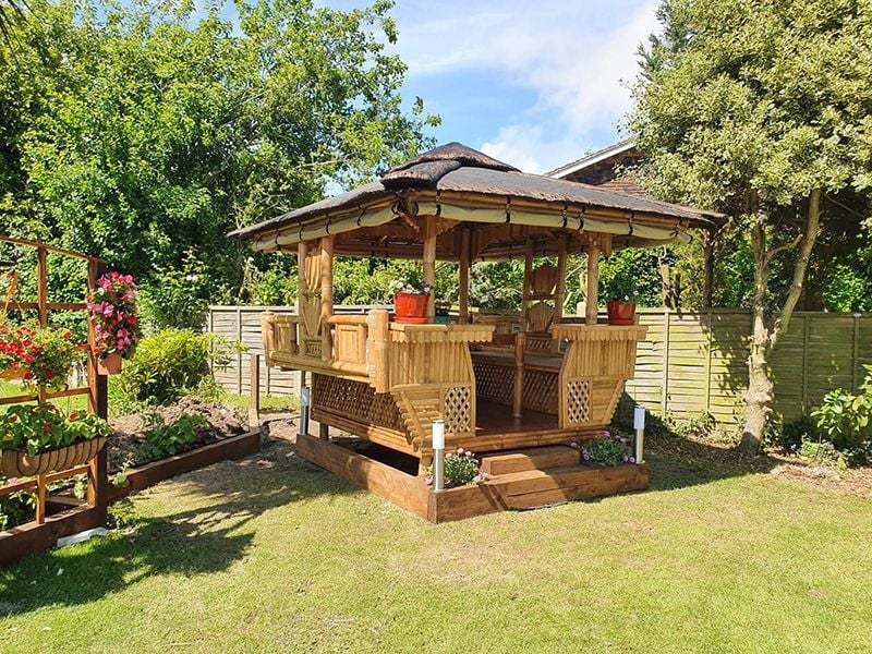 Bamboo Gazebo Square 10ft X 11.6ft-Garden Furniture Centre-HighRange,Gazebos,Wooden Gazebos Gazebos,Wooden Gazebos-{collection_title}