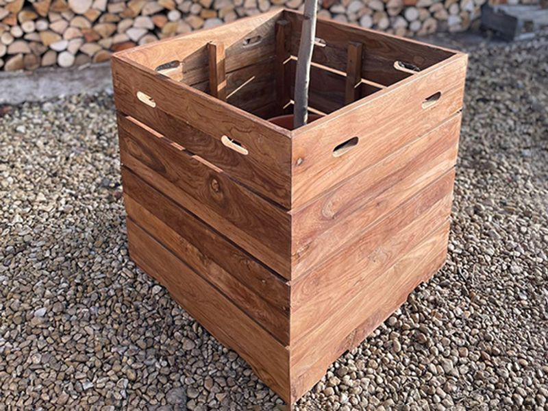 Reclaimed Teak Square Planter-Garden Furniture Centre-LowRange,Reclaimed Furniture,Accessories,Garden Planters-{collection_title}