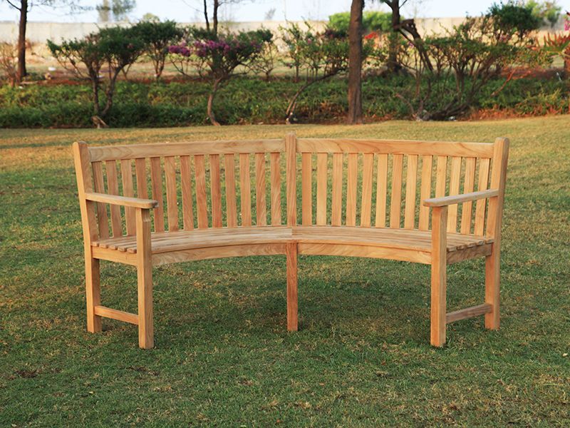 Contour Curved Bench | With Arms-Garden Furniture Centre-MidInstock,instock,MidRange,Benches,Teak Benches Benches,Curved Benches,Teak,Teak Benches-{collection_title}