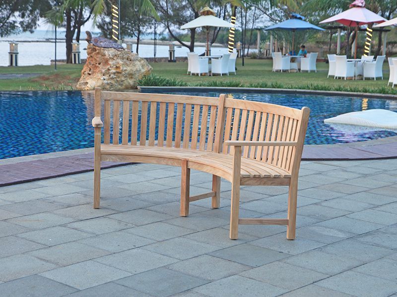 Contour Curved Bench | With Arms-Garden Furniture Centre-MidInstock,instock,MidRange,Benches,Teak Benches Benches,Curved Benches,Teak,Teak Benches-{collection_title}