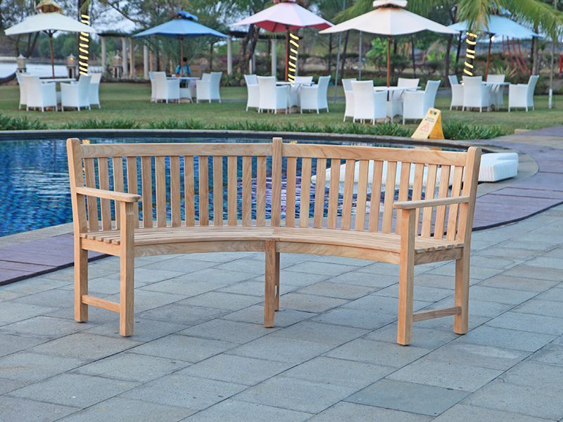 Contour Curved Bench | With Arms-Garden Furniture Centre-MidInstock,instock,MidRange,Benches,Teak Benches Benches,Curved Benches,Teak,Teak Benches-{collection_title}