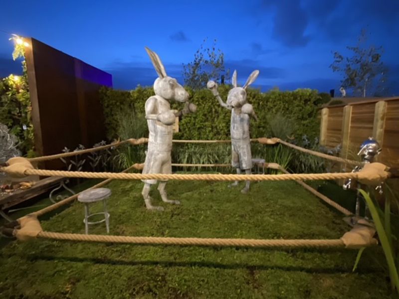 Boxing Hares -Garden Furniture Centre-HighRange,Showroom exdis,Ornaments,Animal Garden Ornaments,Metal Garden Ornaments-{collection_title}