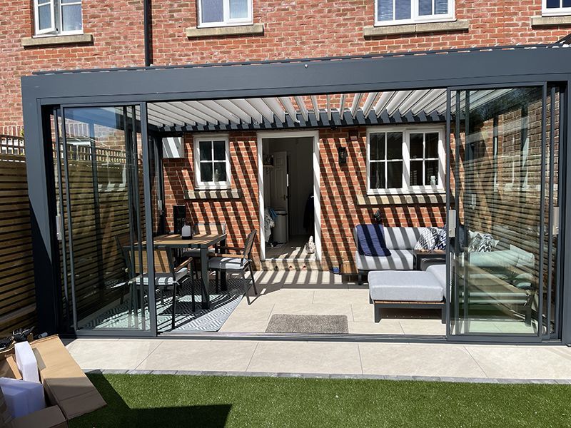 Bioclimatic Pergola 4 x 3m Wall Mounted | T7-Garden Furniture Centre-HighRange,Showroom exdis,Gazebos,Metal Gazebos,Wall Mounted Gazebos,Garden Rooms Gazebos,Bioclimatic Pergolas Gazebos-{collection_title}
