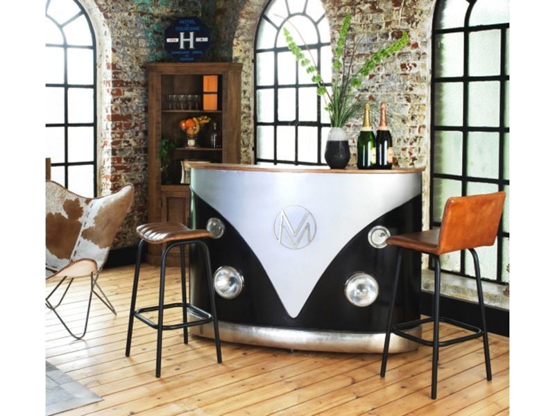 Indian VW Bus Bar Counter | Black And Silver -Garden Furniture Centre-MidRange,Information,National BBQ Week - Sizzling Hot Offers for you ...,Outdoor Furniture,Bars & Bar Sets,Upcycled Furniture-{collection_title}