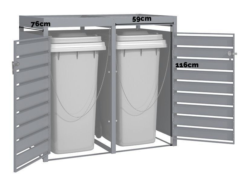 Galvanized Steel Wheelie Bin Cover With Planter | Quad Set