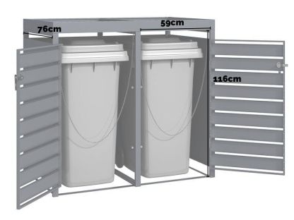 Galvanized Steel Wheelie Bin Cover With Planter | Quad Set