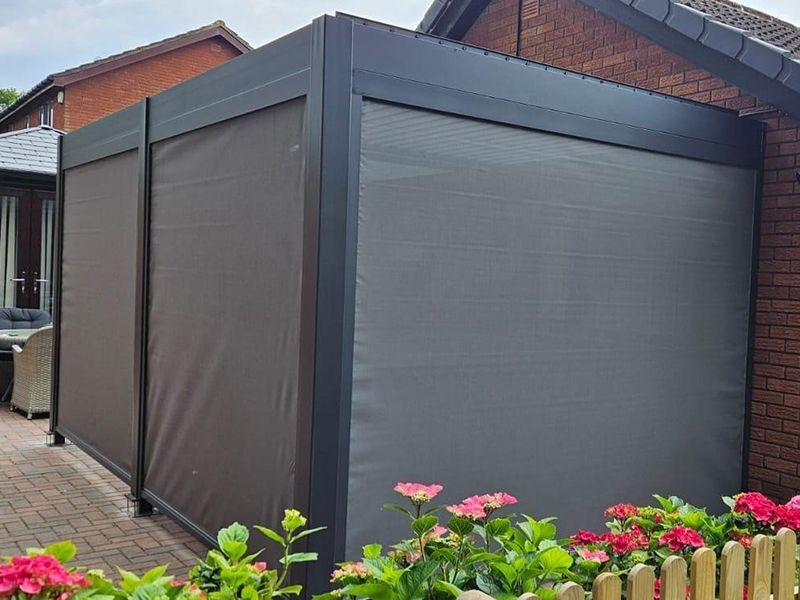 Eclipse 5 X 3m LED Motorised Pergola | Wall Mounted -Garden Furniture Centre-Free Install,HighRange,Free Standing,Gazebos,Metal Gazebos,Wall Mounted Gazebos,Eclipse Louvered Roof Gazebo Range,Eclipse Range Ranges,Eclipse Range-{collection_title}