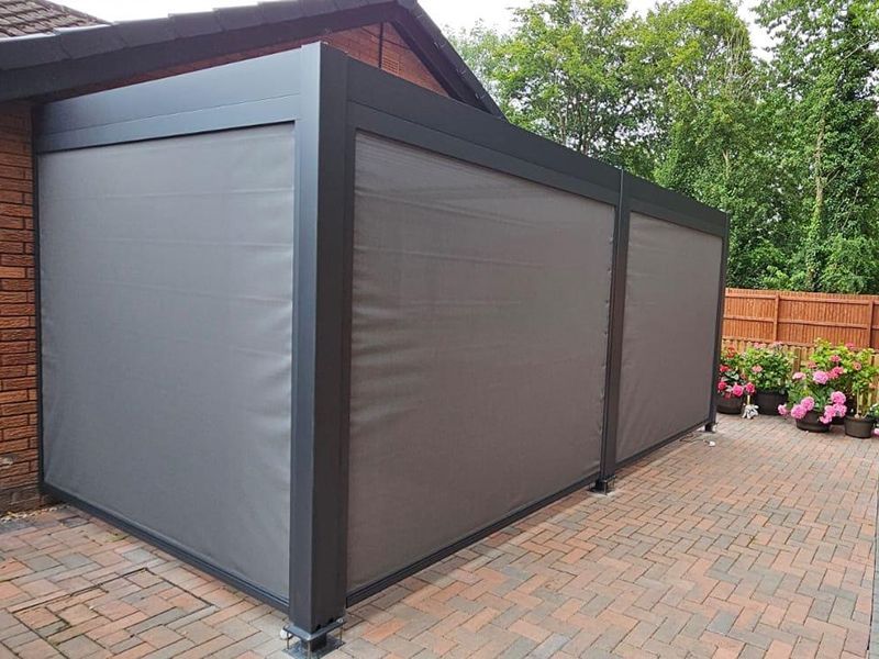 Eclipse 5 X 3m LED Motorised Pergola | Wall Mounted -Garden Furniture Centre-Free Install,HighRange,Free Standing,Gazebos,Metal Gazebos,Wall Mounted Gazebos,Eclipse Louvered Roof Gazebo Range,Eclipse Range Ranges,Eclipse Range-{collection_title}