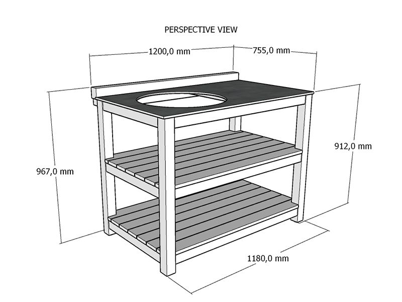Bari Kitchen Big Green Egg Table Fixed Unit | Bari