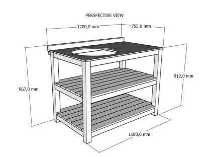 Bari Kitchen Big Green Egg Table Fixed Unit | Bari