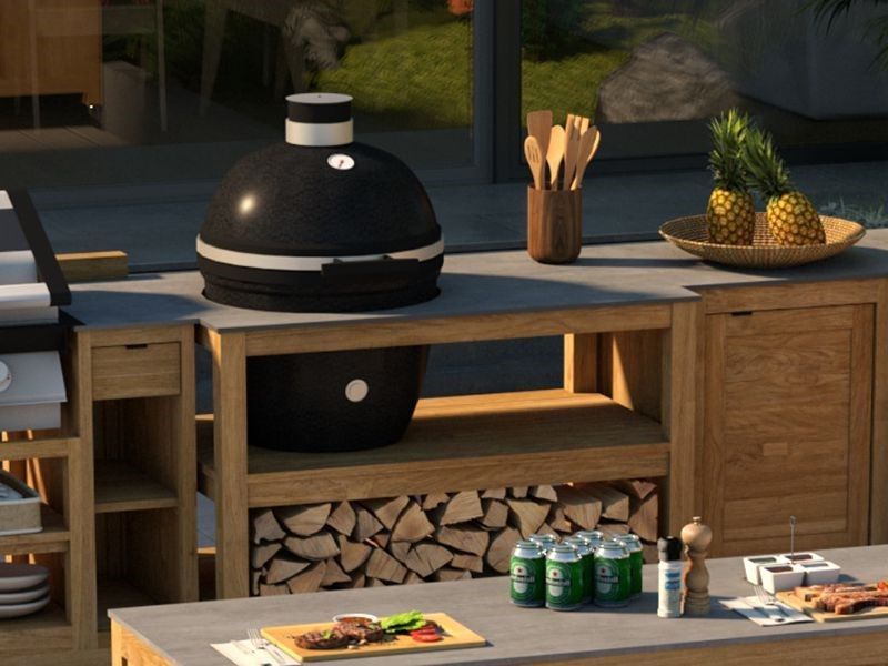 Bari Kitchen Kamado Fixed Unit -Garden Furniture Centre-HighRange,Reclaimed Furniture,Bari,Modular Furniture,Outdoor Furniture,Teak Garden Furniture,Outdoor Kitchens,The Bari Outdoor Kitchen Range,Teak,Teak Sets,Outdoor Kitchen-{collection_title}
