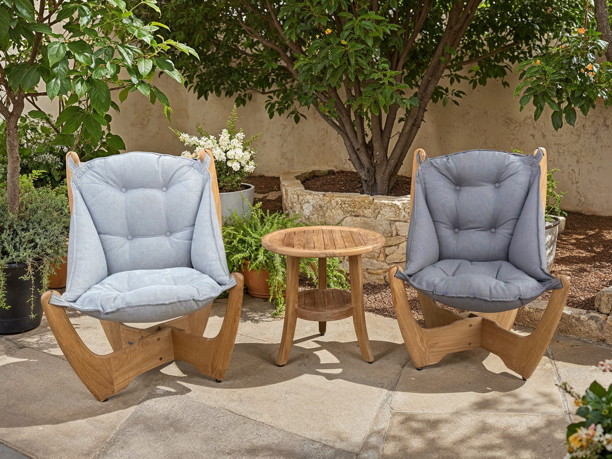 Kangaroo 2 Chair Half Moon Table Set | FSC® Certified-Garden Furniture Centre--{collection_title}