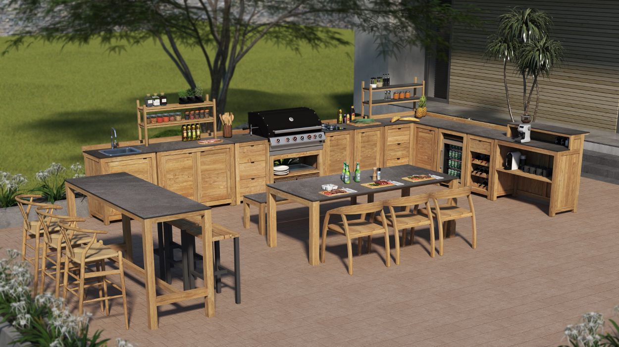 Bari Teak Bar Armchair Set | Ex-Display-Garden Furniture Centre-HighRange,Reclaimed Furniture,Bari,Teak,Tables,Dining Set,Outdoor Furniture,Teak Garden Furniture,Outdoor Dining,The Bari Outdoor Kitchen Range,Ex-Display,Showroom exdis,Sale-{collection_title}