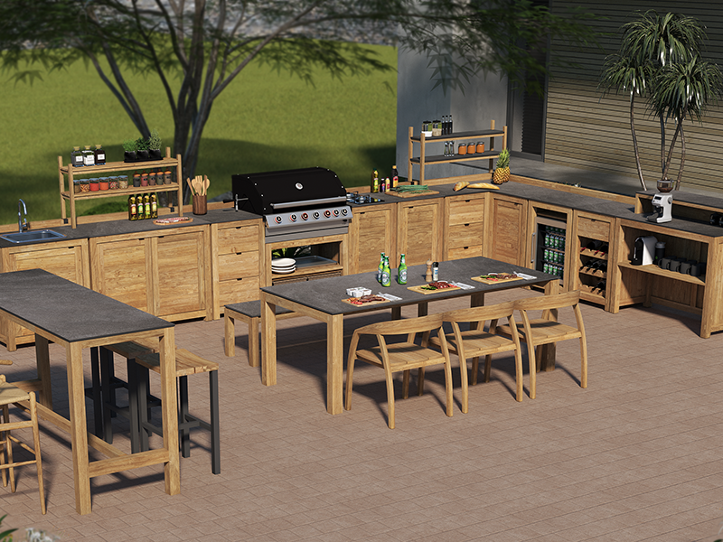 Bari 2m Bar Table | Bari Range-Garden Furniture Centre-HighRange,Bari,Teak,Tables,Outdoor Furniture,Teak Garden Furniture,Reclaimed Furniture,Bars & Bar Sets,Outdoor Dining,The Bari Outdoor Kitchen Range-{collection_title}