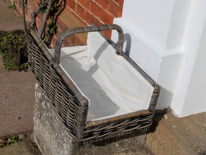 Kubu Natural Log Basket & Calico Lining