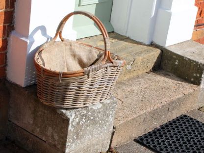 Kubu Oval Log Basket With Jute Lining