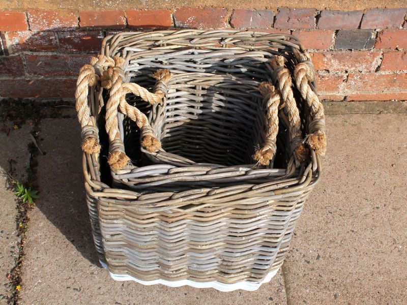 Kubu Square Basket With Rope Handles-Garden Furniture Centre-48Hour Dispatch,LowRange,Under 100,Storage Accessories,Accessories,Conservatory,Indoor Accessories,Outdoor Storage-{collection_title}
