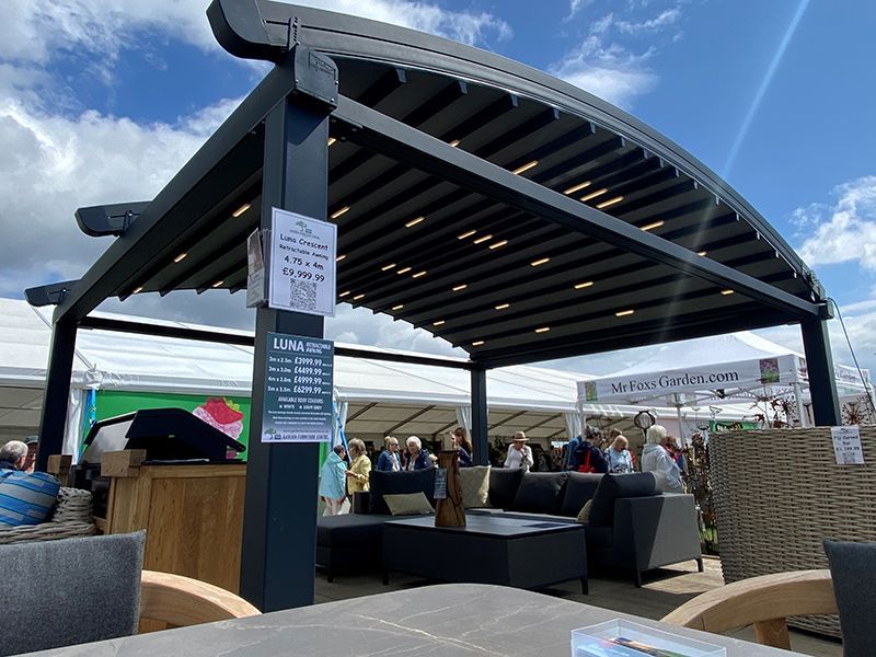 Luna Crescent Retractable Awning 4.75 x 4m | Luna Range | RHS Tatton Park-Garden Furniture Centre-Free Install,HighRange,Showroom exdis,Free Standing,Luna Retractable Awnings,Gazebos OLD DNU!,The Luna Range - New!,Gazebos,Metal Gazebos,Luna Retractable Awnings Gazebos,Luna Awning Range,Outdoor Sale-{collection_title}
