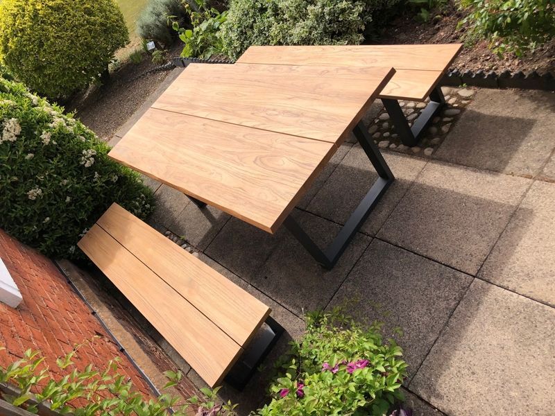 Edge Table Set | FSC® Certified -Garden Furniture Centre-HighRange,Tables,Dining Set,Outdoor Furniture,Teak Garden Furniture,Metal Furniture,FSC®,Outdoor Dining-{collection_title}