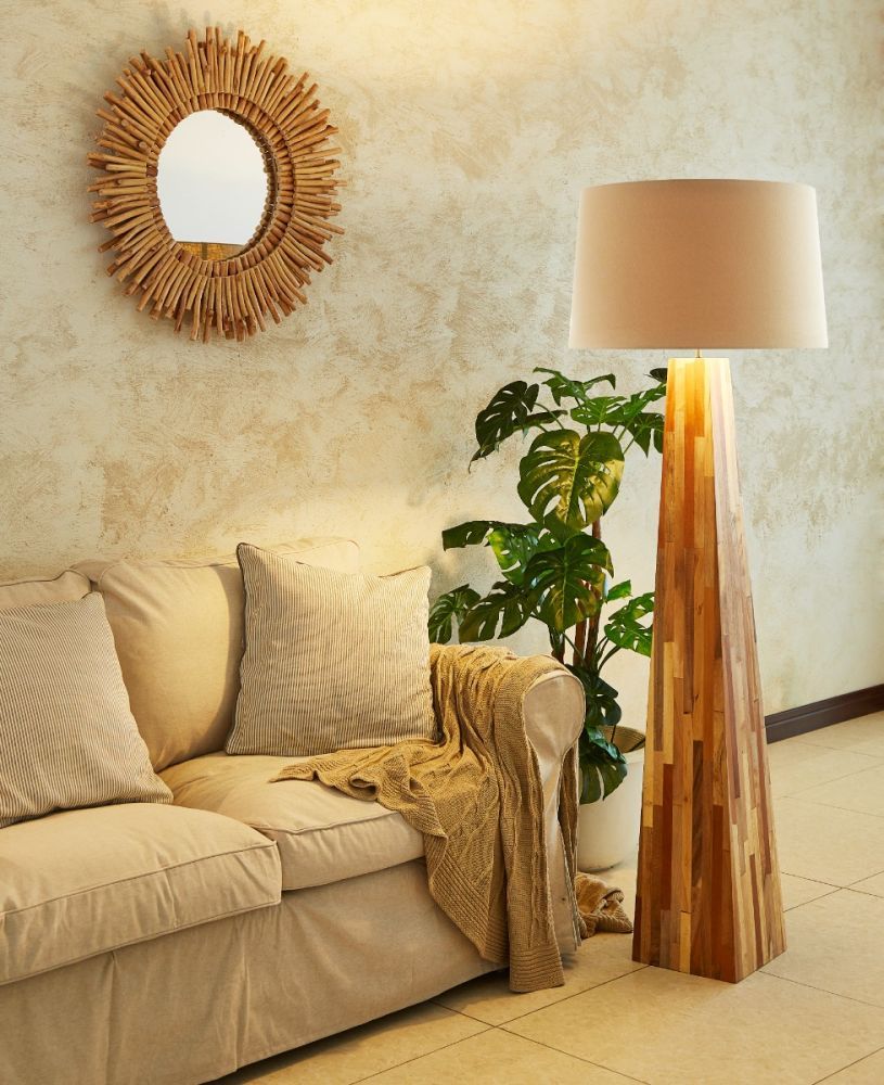 Line Teak Floor Lamp-Garden Furniture Centre-MidRange,Conservatory,Reclaimed Furniture,Accessories,Indoor Accessories,Indoor Lighting-{collection_title}