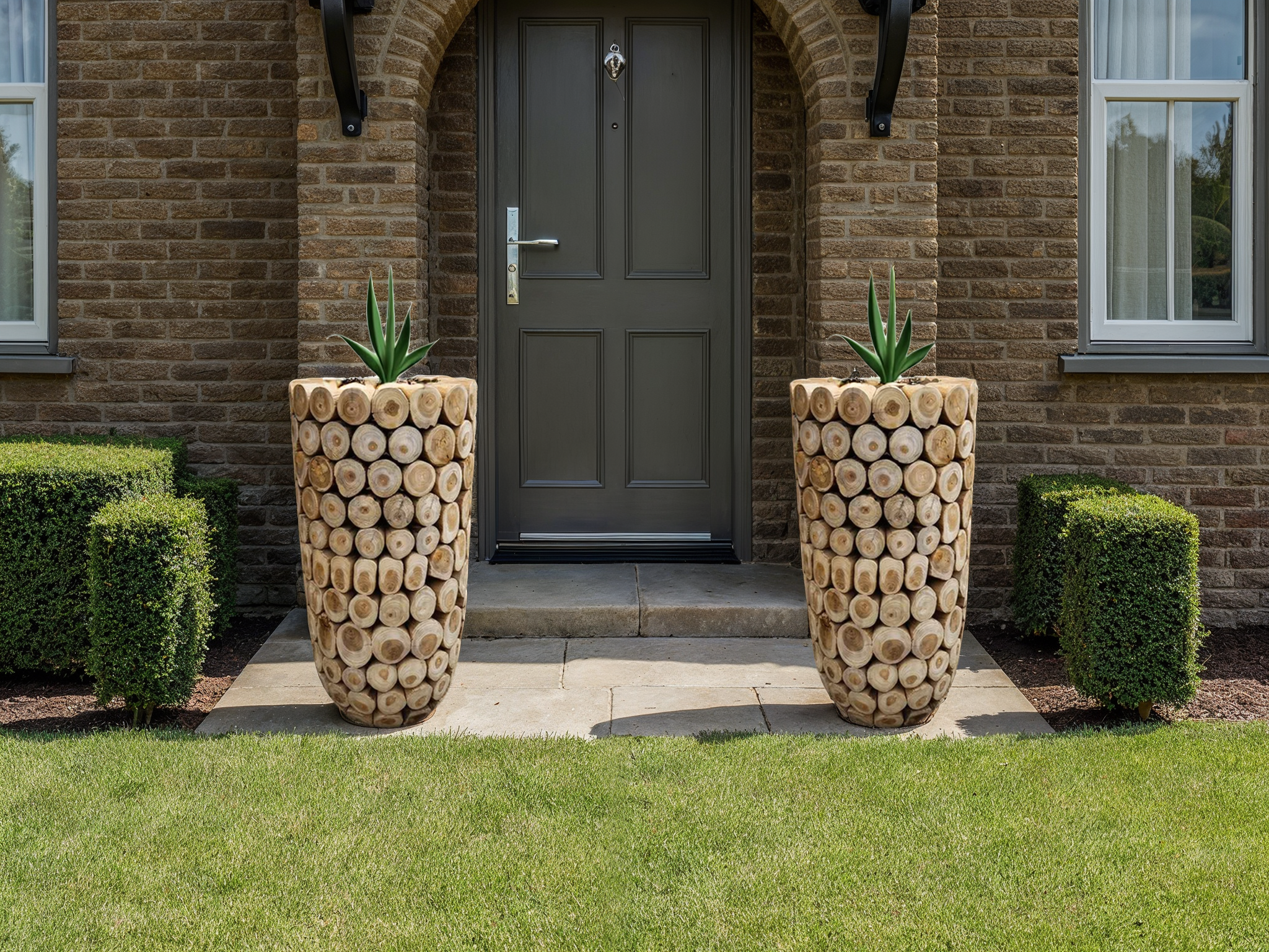 Log Bowl Teak Planter-Garden Furniture Centre-LowRange,Under 100,Accessories,Garden Planters-{collection_title}