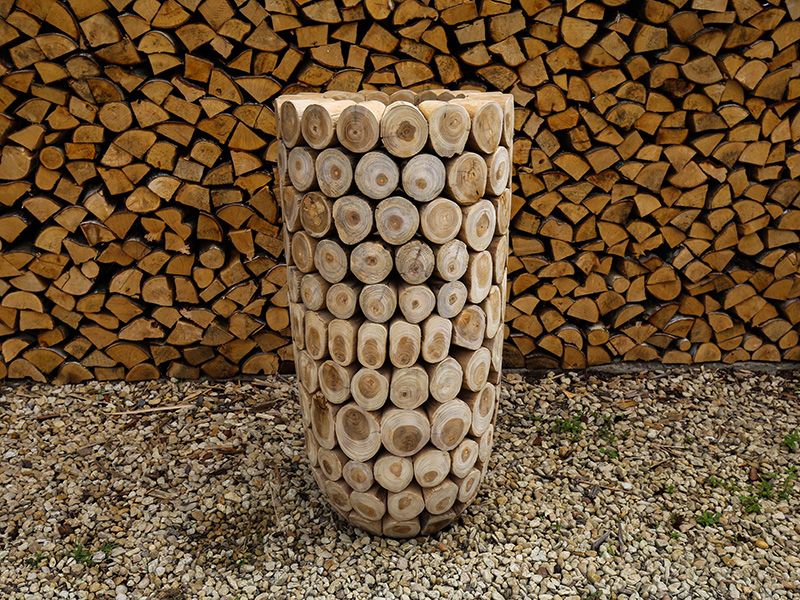 Log Bowl Teak Planter