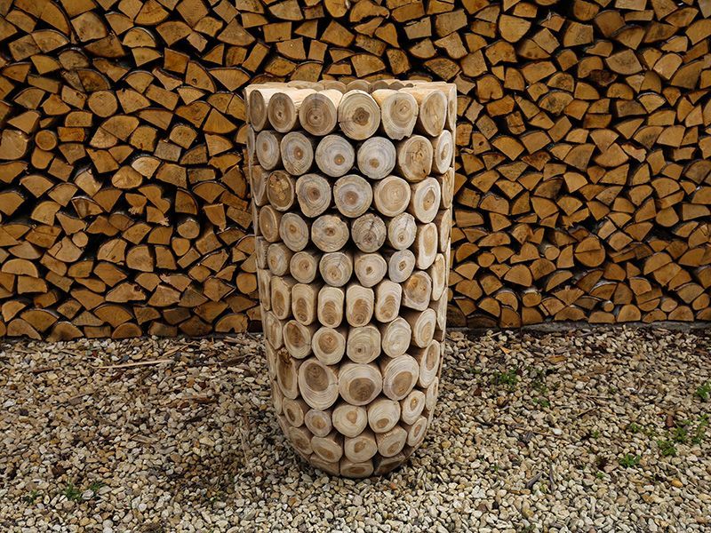 Log Bowl Teak Planter-Garden Furniture Centre-LowRange,Under 100,Accessories,Garden Planters-{collection_title}