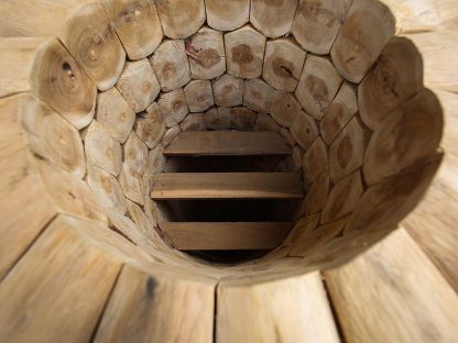 Log Bowl Teak Planter
