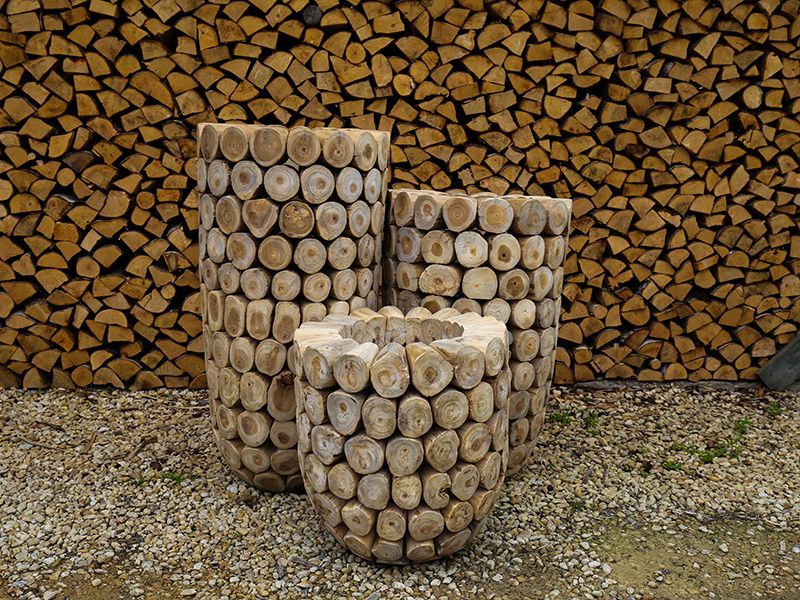 Log Bowl Teak Planter