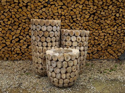 Log Bowl Teak Planter